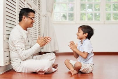 Dad & Kid learning playing