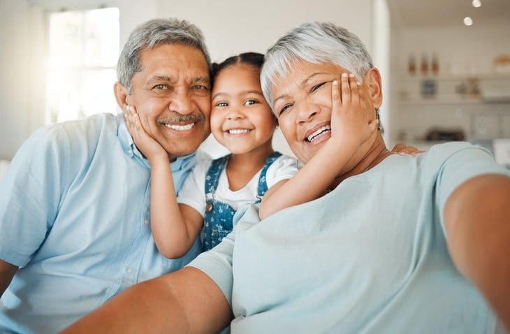 child with grandparents
